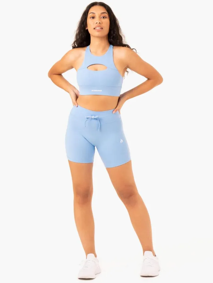 Gym Shorts Womens Ryderwear Replay High Waisted Shorts Sky Blue