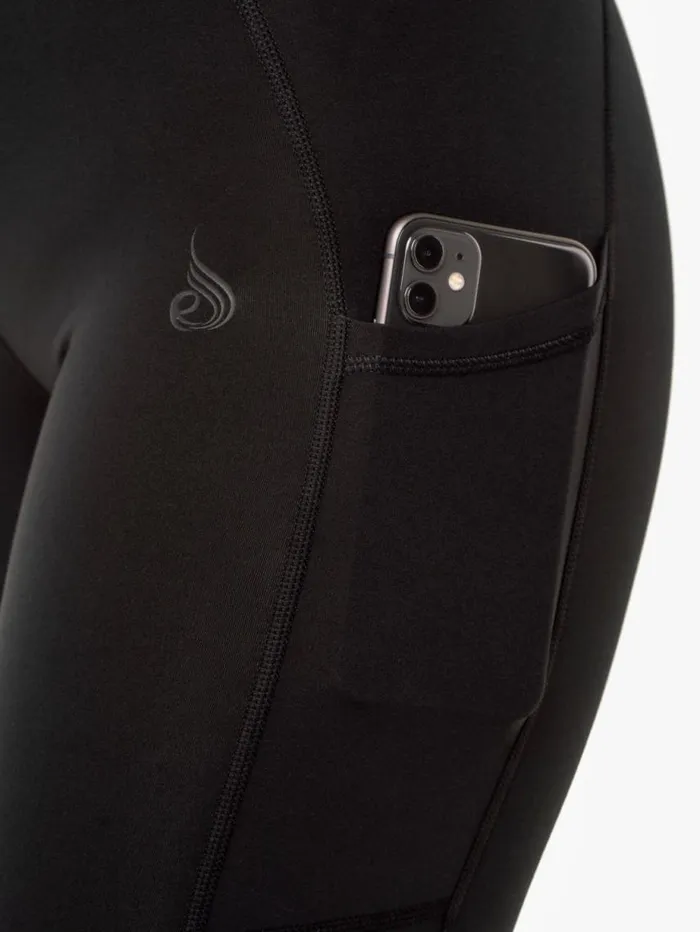 Gym Shorts Womens Ryderwear Reset High Waisted Pocket Bike Shorts Black