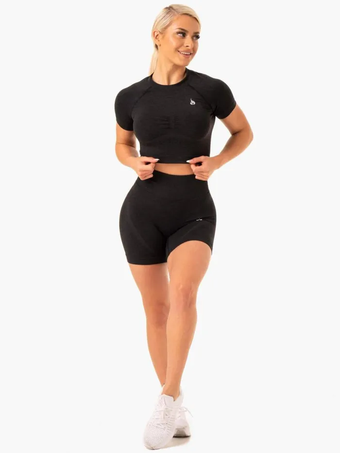 Gym Shorts Womens Ryderwear Sculpt Seamless Shorts Black Marl