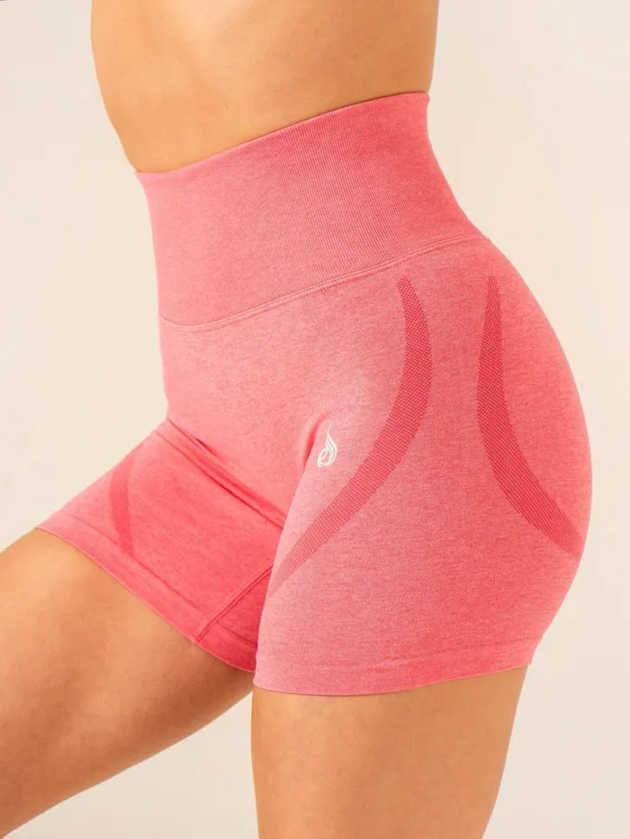 Gym Shorts Womens Ryderwear Sculpt Seamless Shorts Coral Pink Marl