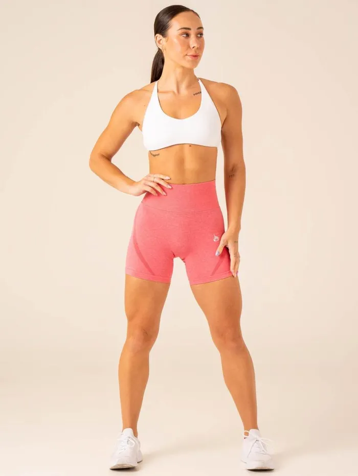 Gym Shorts Womens Ryderwear Sculpt Seamless Shorts Coral Pink Marl