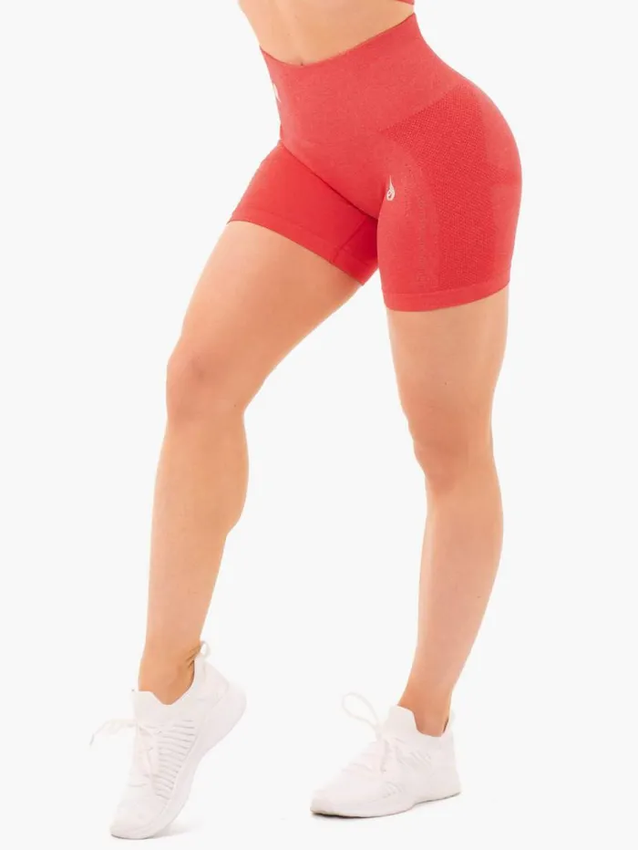 Gym Shorts Womens Ryderwear Seamless Staples Shorts Red Marl