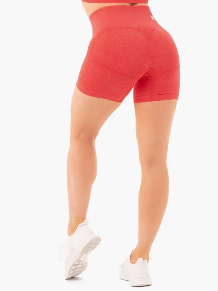 Gym Shorts Womens Ryderwear Seamless Staples Shorts Red Marl