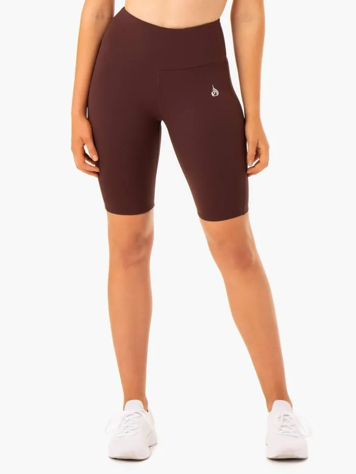 Gym Shorts Womens Ryderwear Staples Scrunch Bum Bike Shorts Chocolate