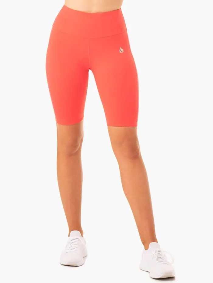 Gym Shorts Womens Ryderwear Staples Scrunch Bum Bike Shorts Coral