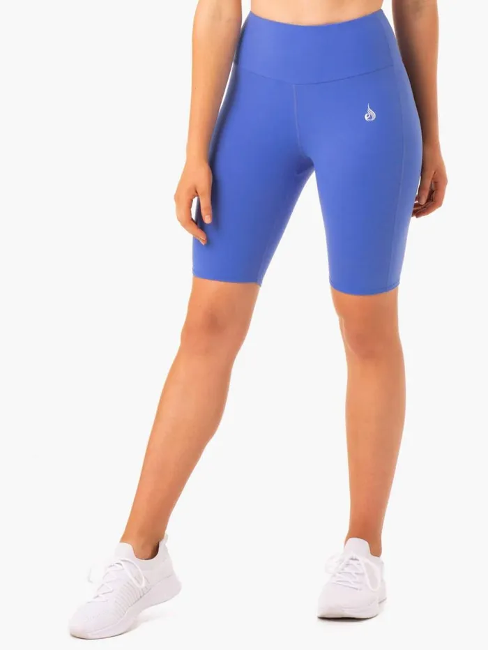 Gym Shorts Womens Ryderwear Staples Scrunch Bum Bike Shorts Iris Blue