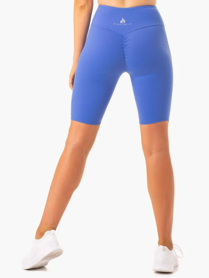 Gym Shorts Womens Ryderwear Staples Scrunch Bum Bike Shorts Iris Blue