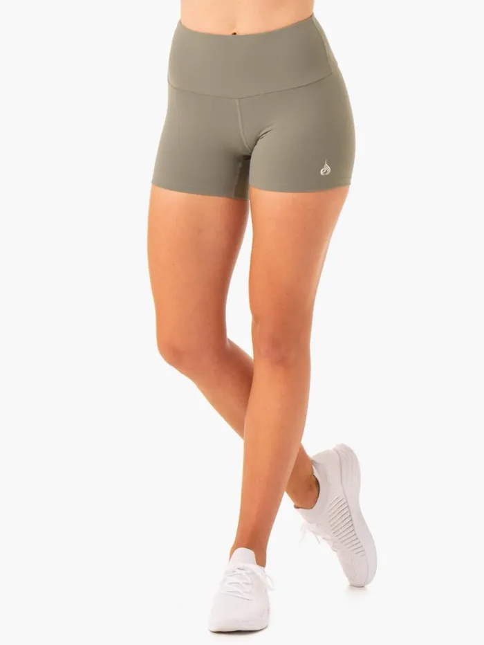 Gym Shorts Womens Ryderwear Staples Scrunch Bum Booty Shorts Khaki