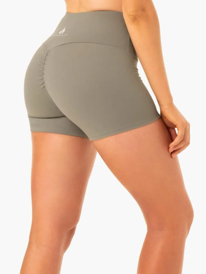 Gym Shorts Womens Ryderwear Staples Scrunch Bum Booty Shorts Khaki