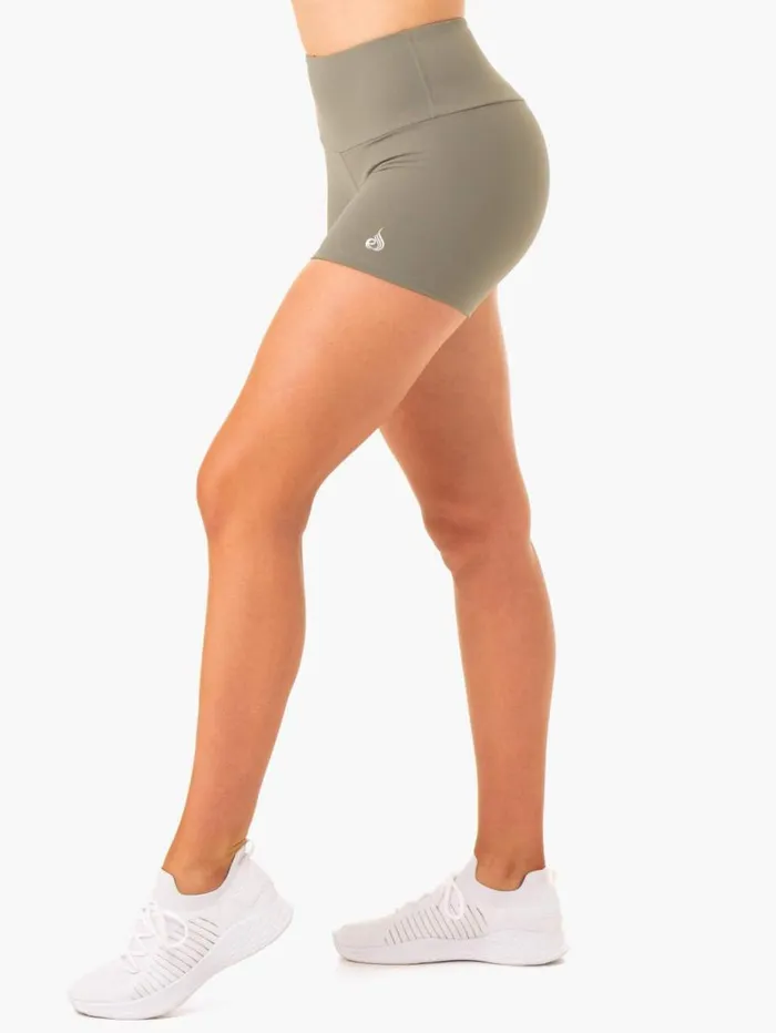 Gym Shorts Womens Ryderwear Staples Scrunch Bum Booty Shorts Khaki