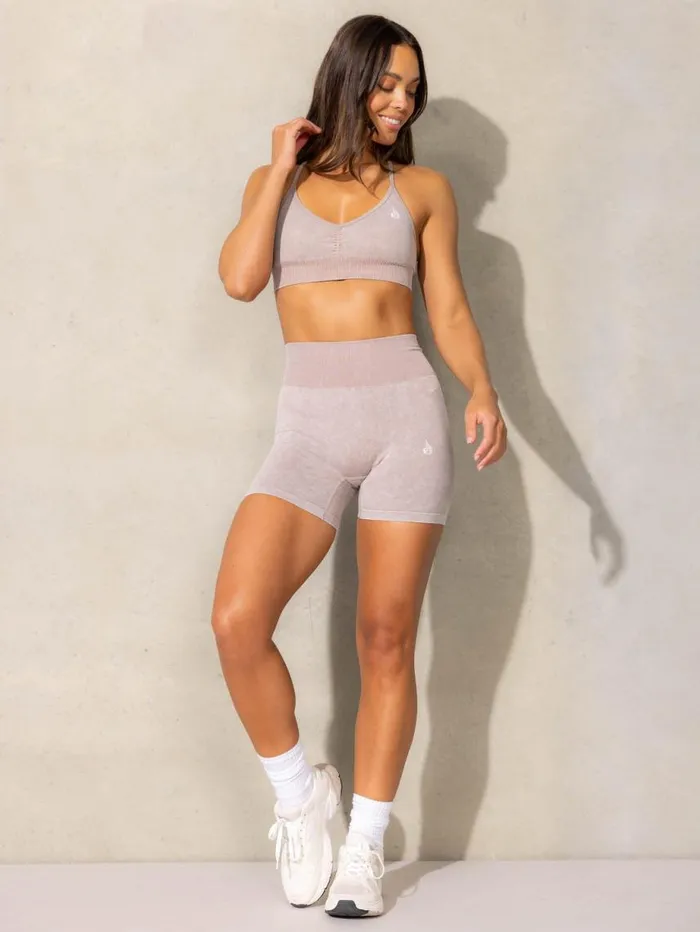 Gym Shorts Womens Ryderwear Stonewash Scrunch Seamless Shorts Fawn Stonewash