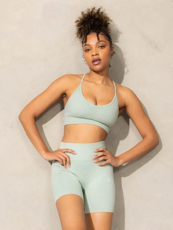 Gym Shorts Womens Ryderwear Stonewash Scrunch Seamless Shorts Mint Stonewash