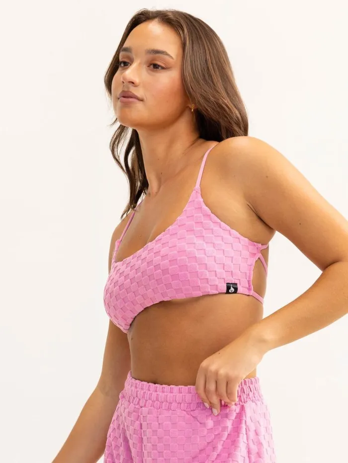 Gym Shorts Womens Ryderwear Terry Towelling Sports Crop Musk Pink