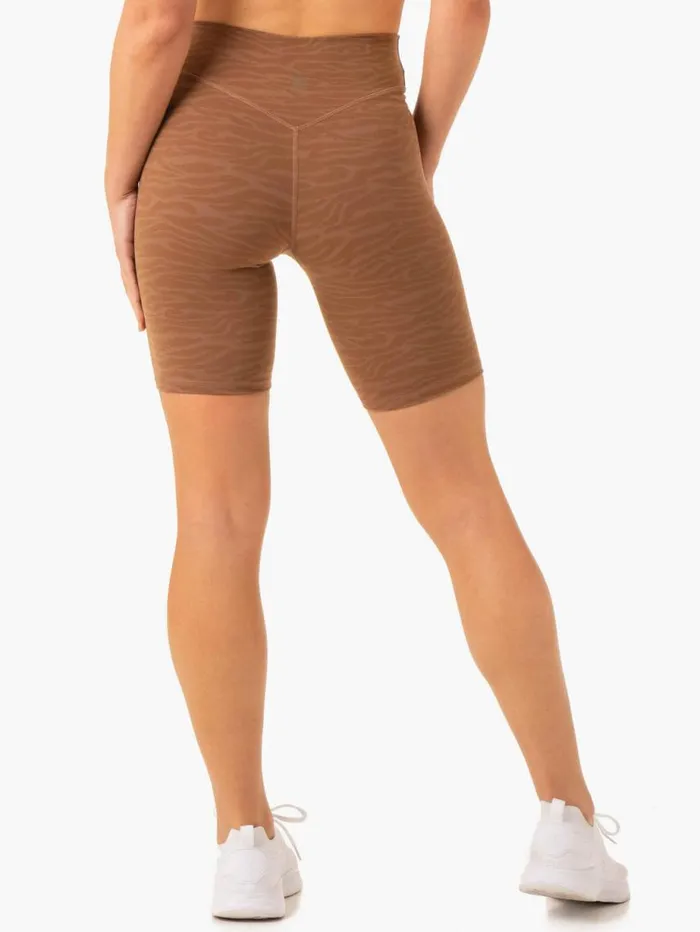 Gym Shorts Womens Ryderwear Transform Mid Length Shorts Chocolate Zebra