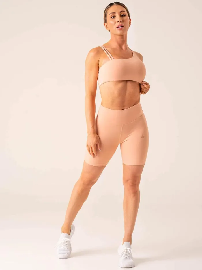 Gym Shorts Womens Ryderwear Unstoppable High Waisted Scrunch Shorts Peach