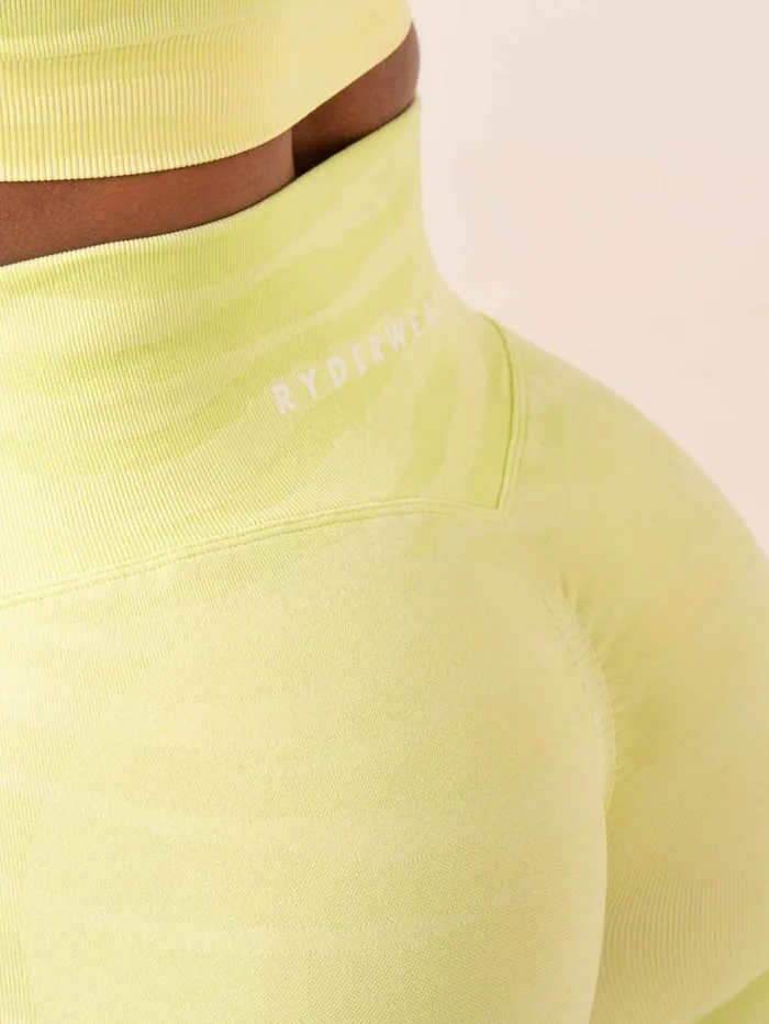 Gym Shorts Womens Ryderwear Zebra Seamless Shorts Lime Zebra