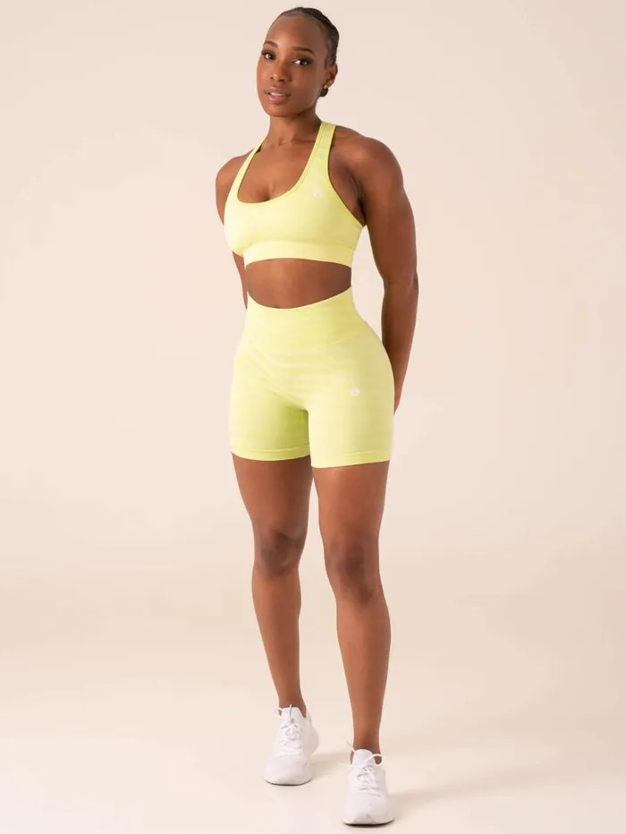 Gym Shorts Womens Ryderwear Zebra Seamless Shorts Lime Zebra