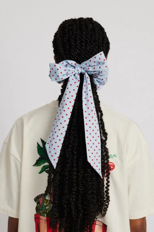 Hair Accessories Accessories Damson Madder Bow Spot Scrunchie 8211 Blue and Red