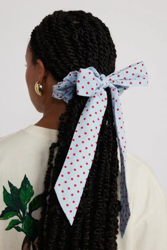 Hair Accessories Accessories Damson Madder Bow Spot Scrunchie 8211 Blue and Red