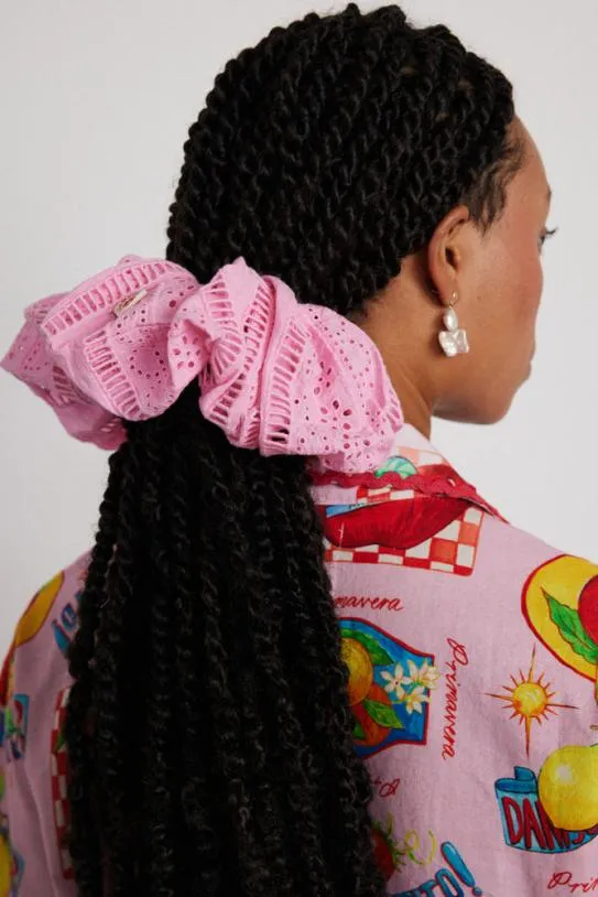 Hair Accessories WomenAccessories Damson Madder Oversized Broderie Scrunchie In Pink