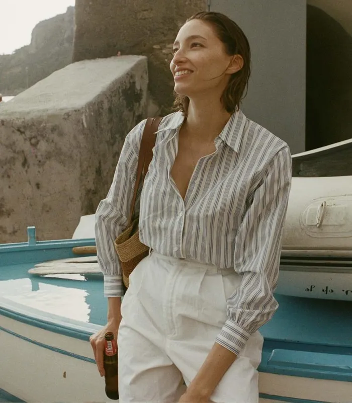 HAVA TOP Indigo Sorrento Stripe Shop DEN Tops