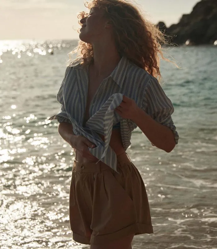 HAVA TOP Indigo Sorrento Stripe Shop DEN Tops