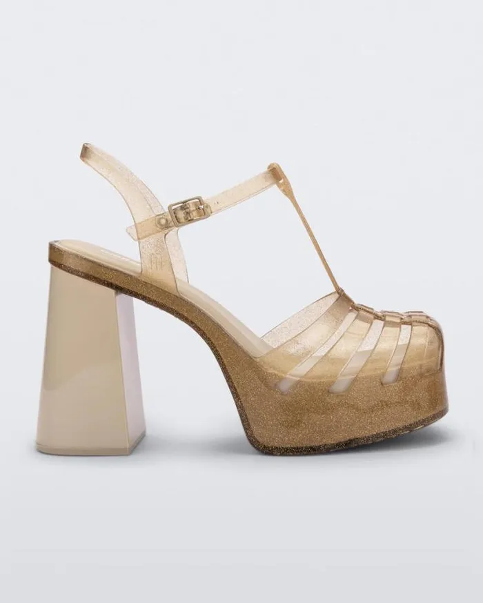 Heels Women Melissa Party Heel Beige Glitter Gold
