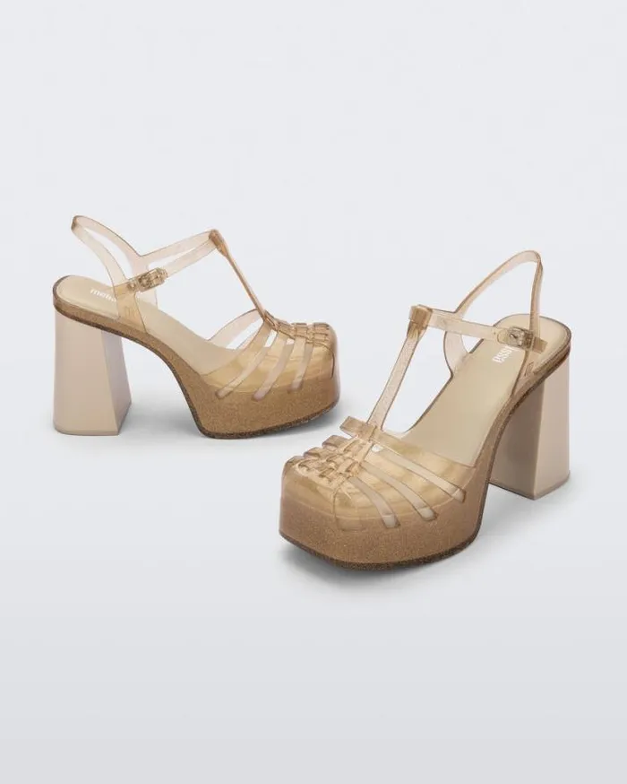Heels Women Melissa Party Heel Beige Glitter Gold