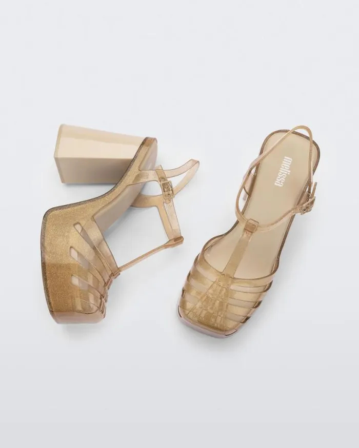 Heels Women Melissa Party Heel Beige Glitter Gold