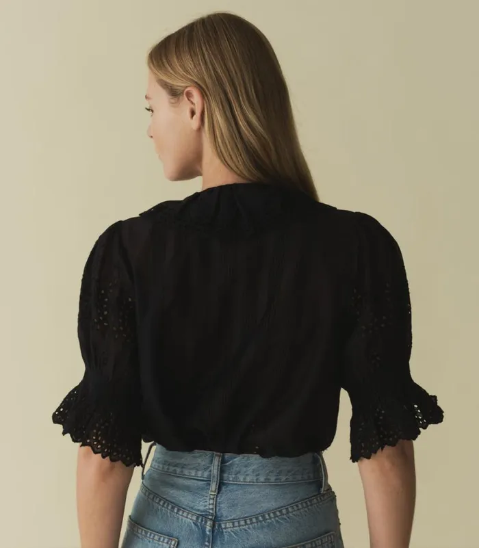 HENRI TOP Black Eyelet Shop DEN Tops