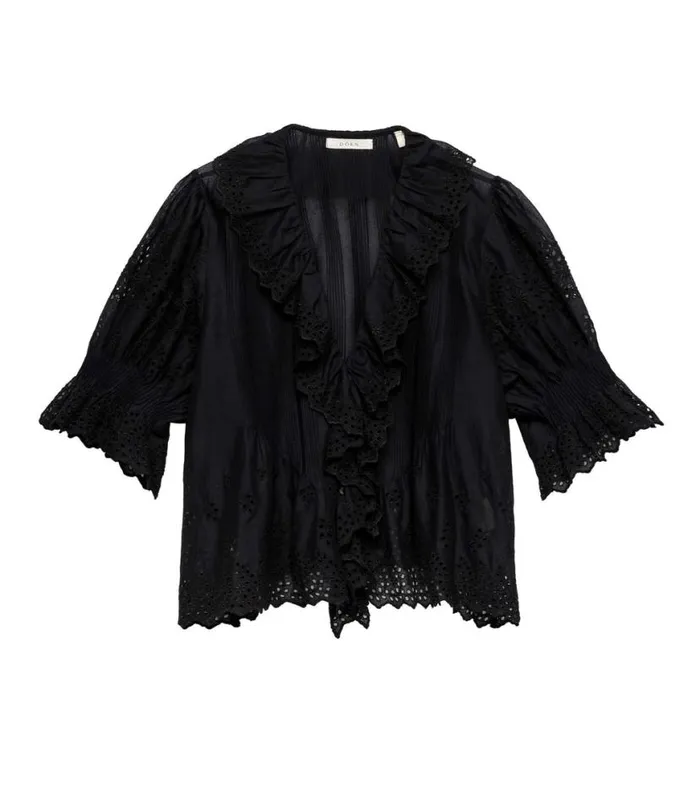 HENRI TOP Black Eyelet Shop DEN Tops
