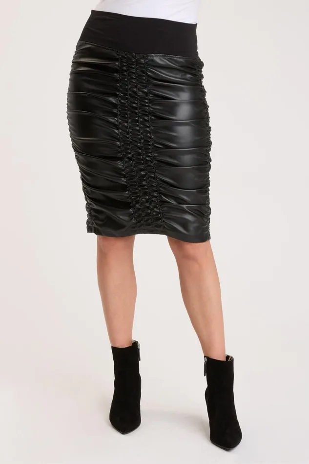 High Waist Briggs Skirt Black Leatherette Clothing XCVI Skirts