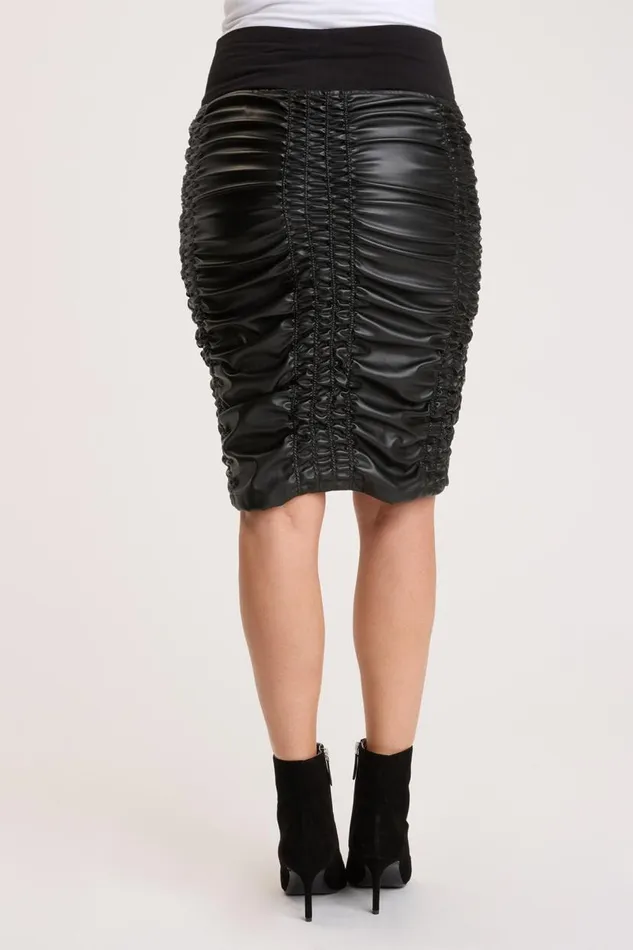 High Waist Briggs Skirt Black Leatherette Clothing XCVI Skirts