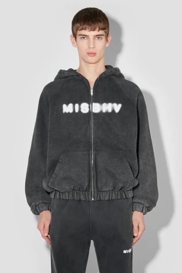 Hoodies and Sweats Men MISBHV Community Zipped Hoodie Washed Black