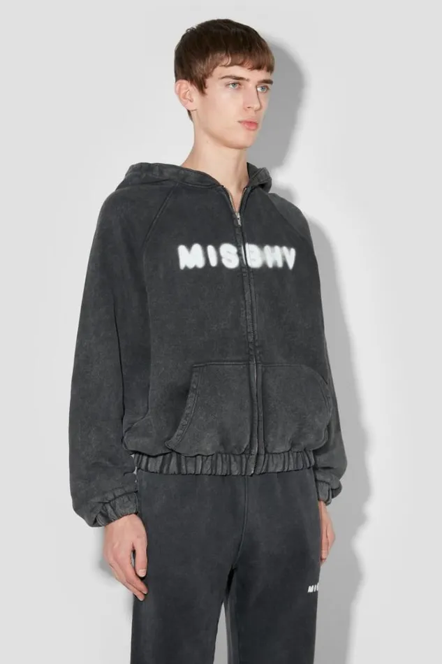 Hoodies and Sweats Men MISBHV Community Zipped Hoodie Washed Black