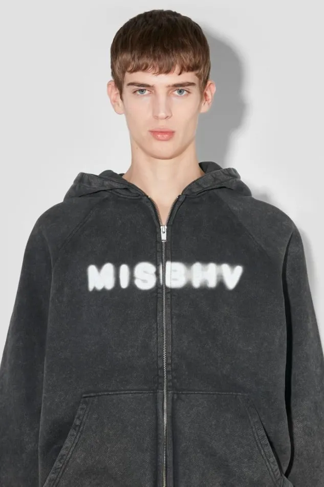 Hoodies and Sweats Men MISBHV Community Zipped Hoodie Washed Black