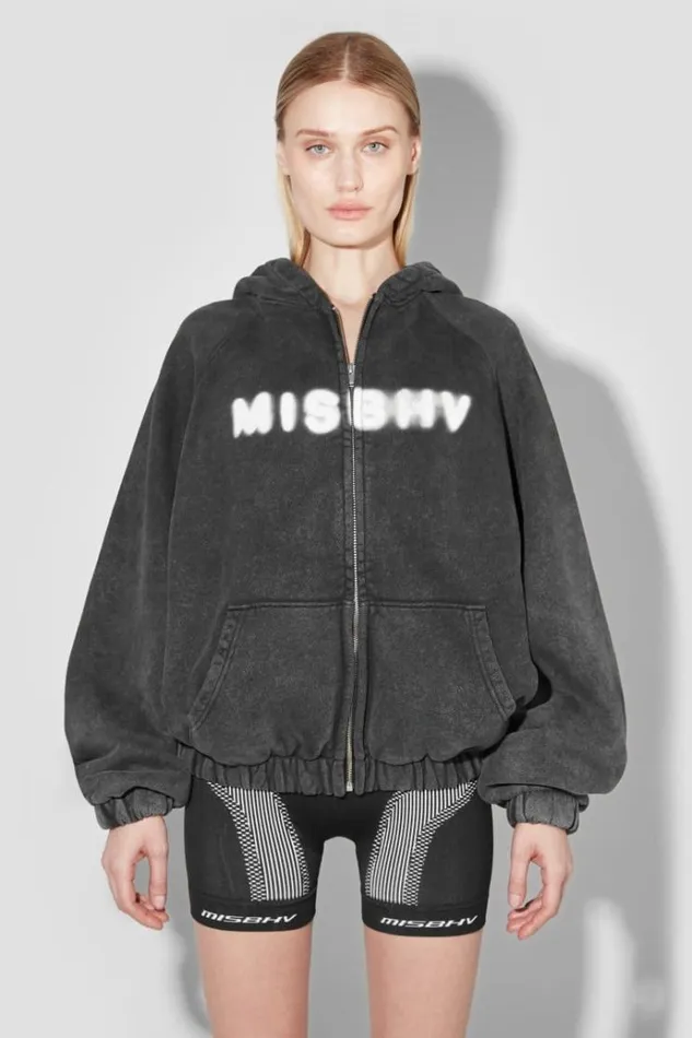 Hoodies and Sweats Women MISBHV Community Zipped Hoodie Washed Black
