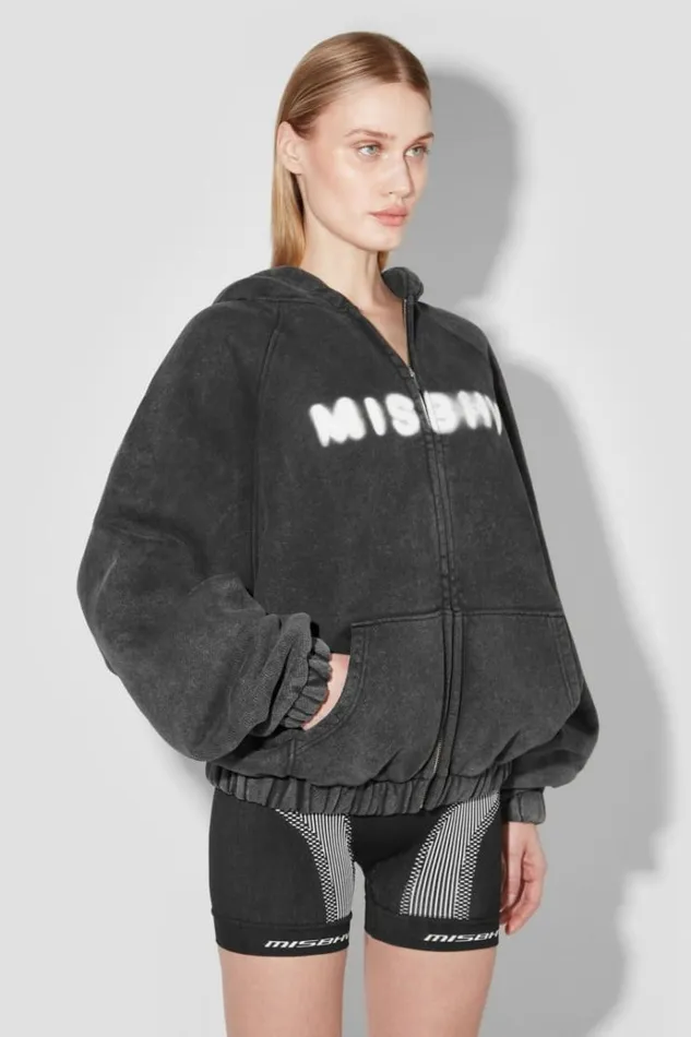 Hoodies and Sweats Women MISBHV Community Zipped Hoodie Washed Black