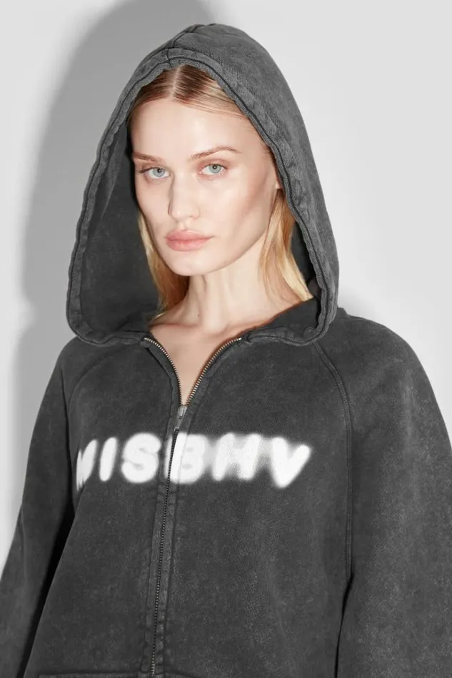 Hoodies and Sweats Women MISBHV Community Zipped Hoodie Washed Black