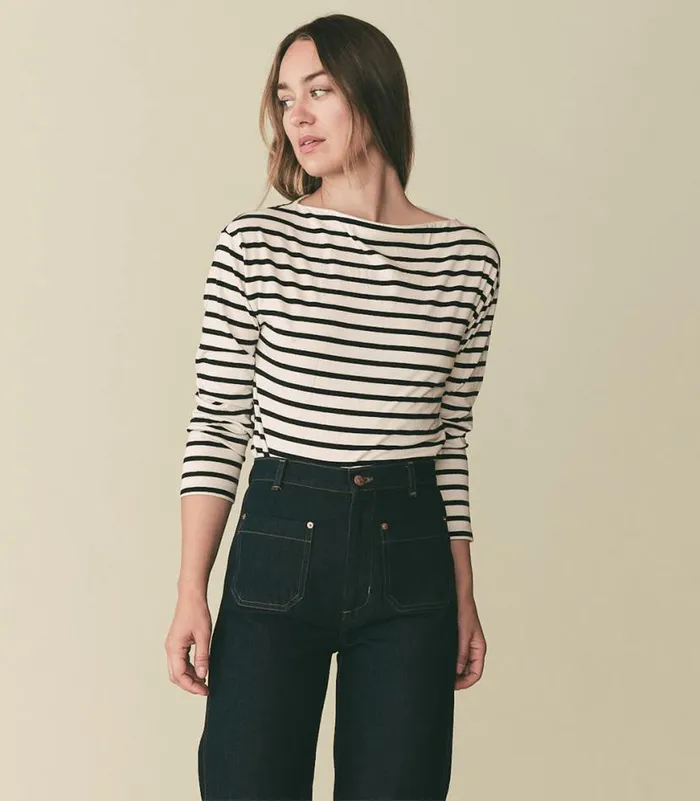 IRENE TEE Black Newport Stripe Shop DEN Tees