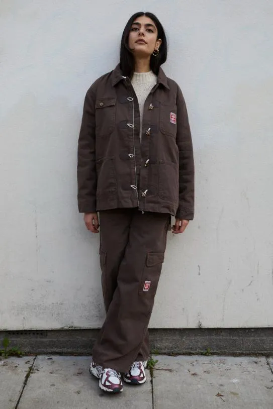 Jackets and Coats Women Damson Madder Dion Workwear Borg Shacket 8211 Chocolate