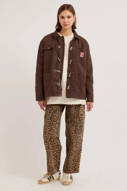 Jackets and Coats Women Damson Madder Dion Workwear Borg Shacket 8211 Chocolate