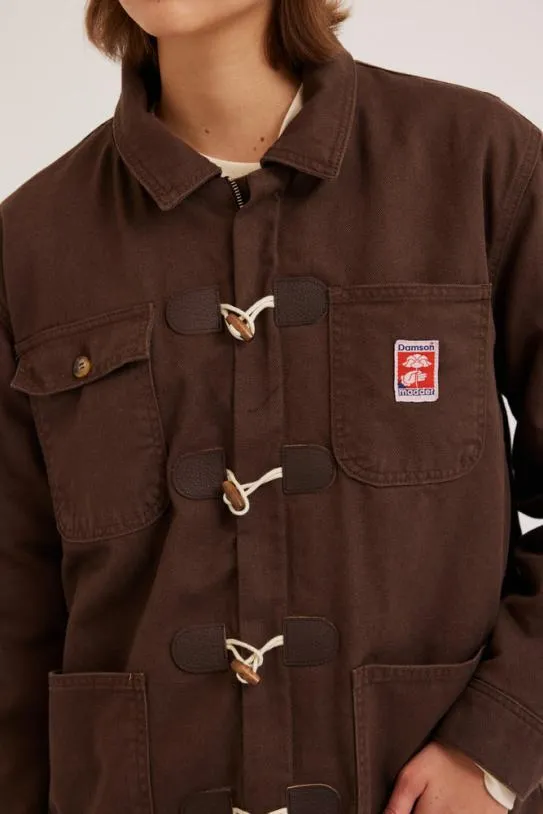 Jackets and Coats Women Damson Madder Dion Workwear Borg Shacket 8211 Chocolate