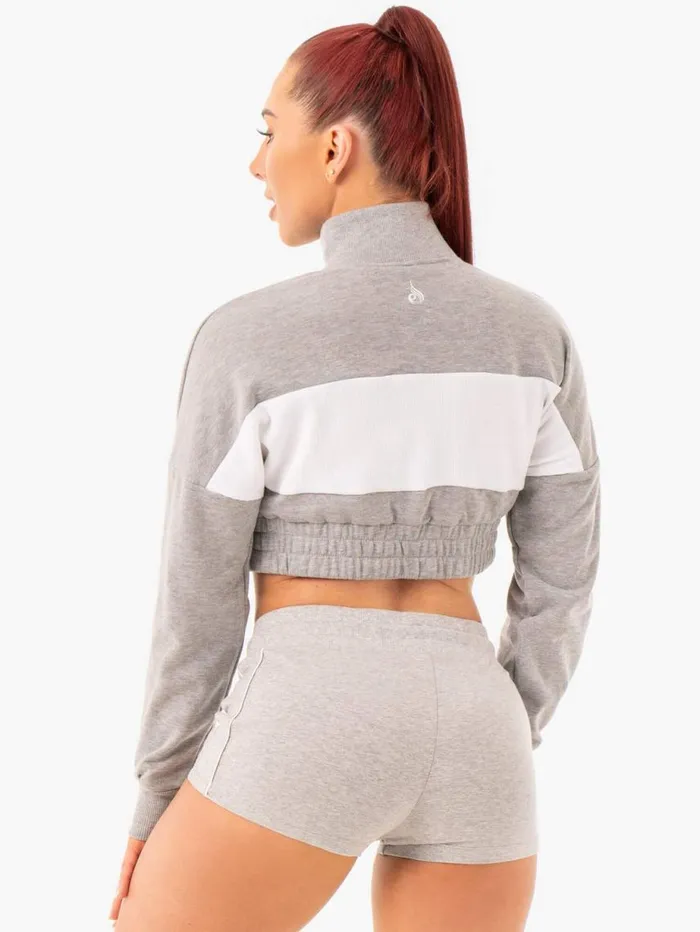 Jackets and Jumpers Womens Ryderwear Cropped Track Jumper Grey Marl
