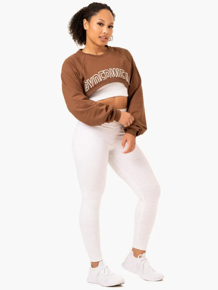 Jackets and Jumpers Womens Ryderwear Emerge Super Crop Sweater Chocolate