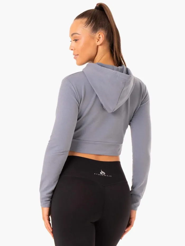 Jackets and Jumpers Womens Ryderwear Hybrid Fitted Hoodie Steel Blue