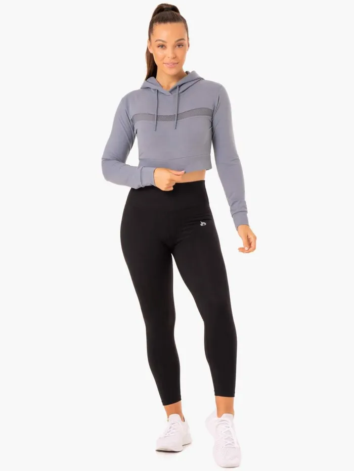 Jackets and Jumpers Womens Ryderwear Hybrid Fitted Hoodie Steel Blue