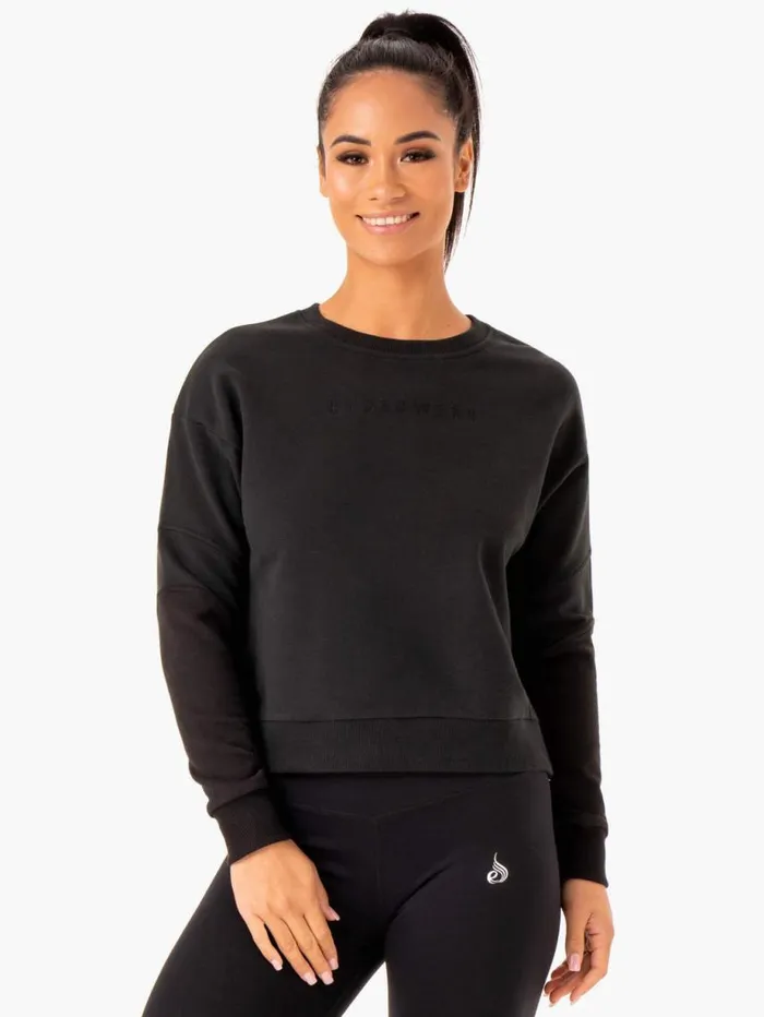 Jackets and Jumpers Womens Ryderwear Hybrid Pullover Jumper Blackcharcoal