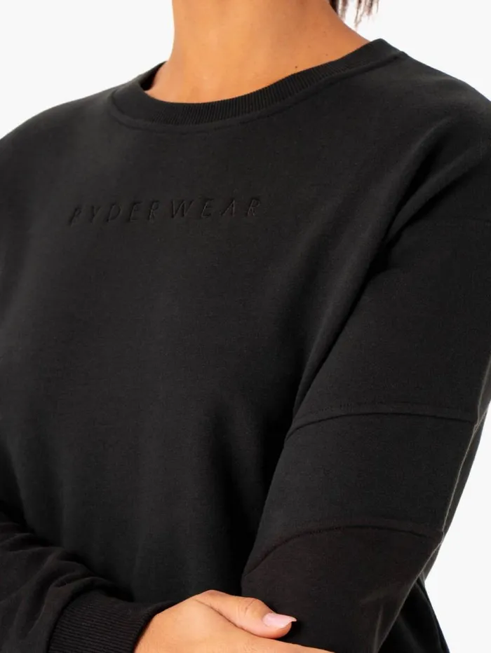 Jackets and Jumpers Womens Ryderwear Hybrid Pullover Jumper Blackcharcoal