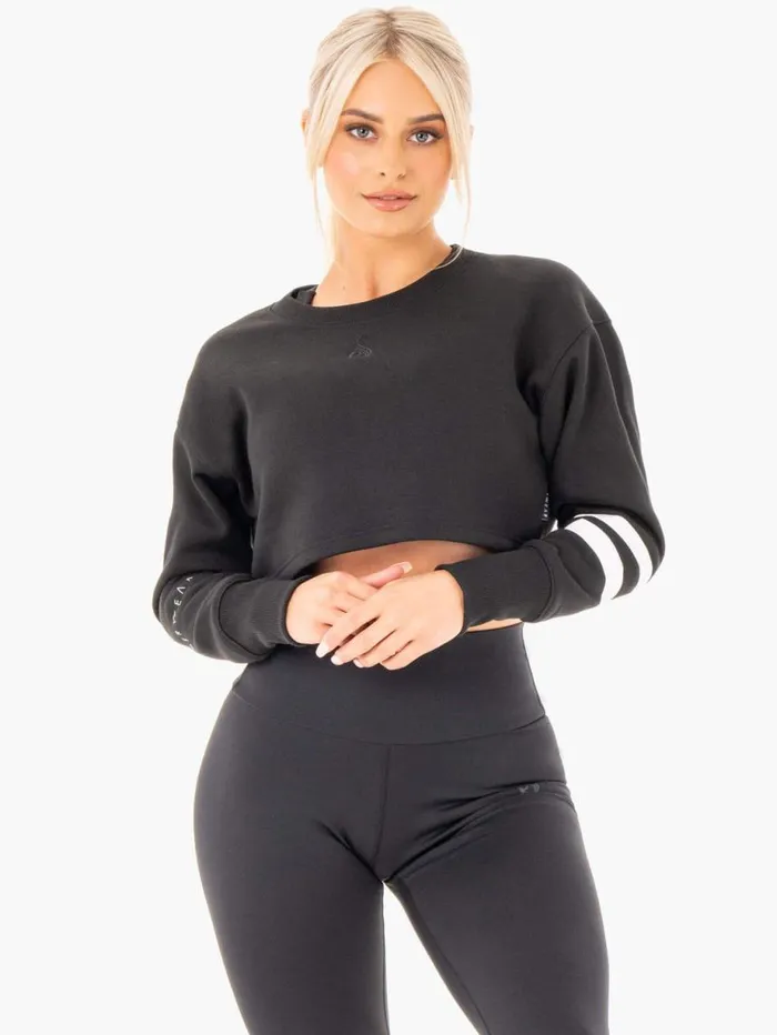 Jackets and Jumpers Womens Ryderwear Motion Cropped Sweater Black
